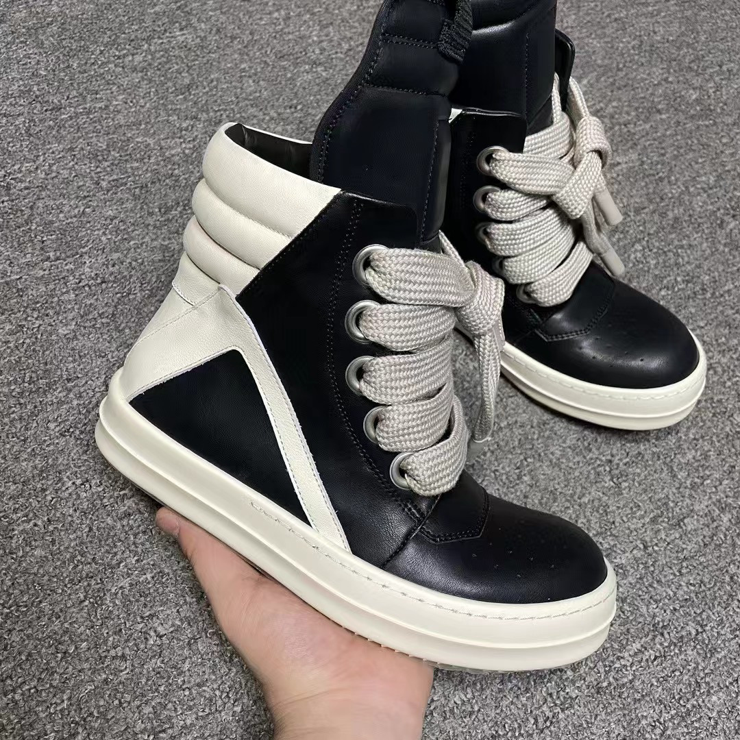 UA Rick Owens Geobasket High Black White 21ss