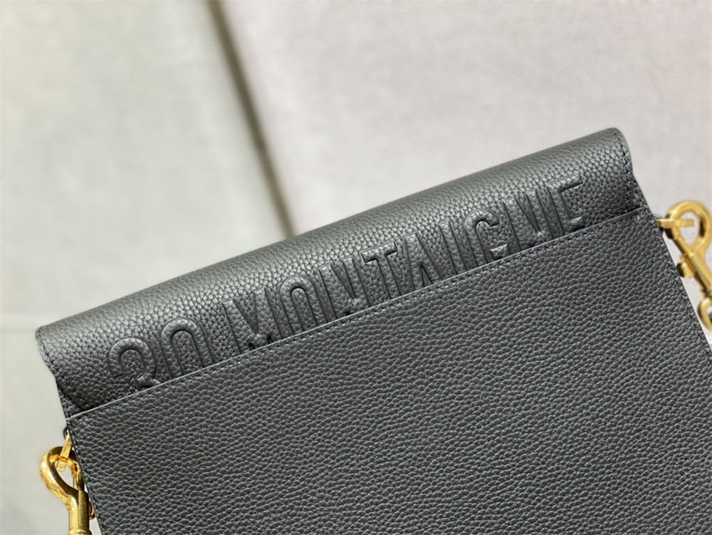 large D*or bobby bag black grained calfskin