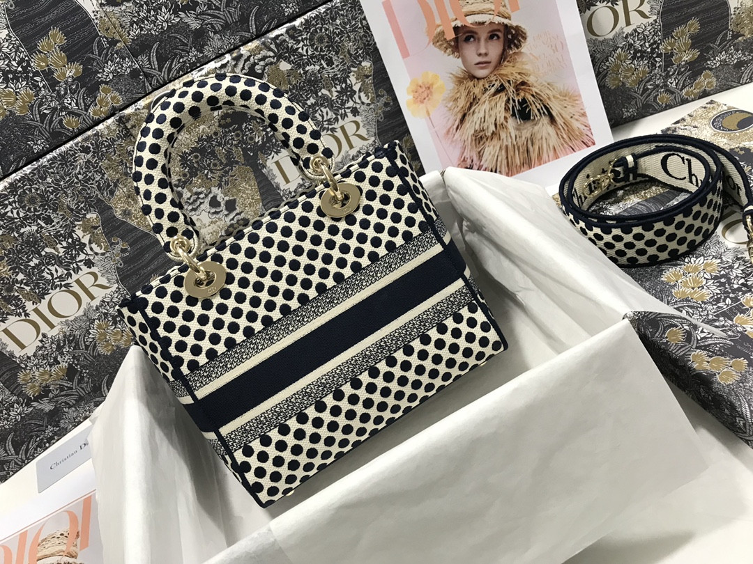 medium D*or lady d-lite bag polka dots 24 x 20 x 11 cm