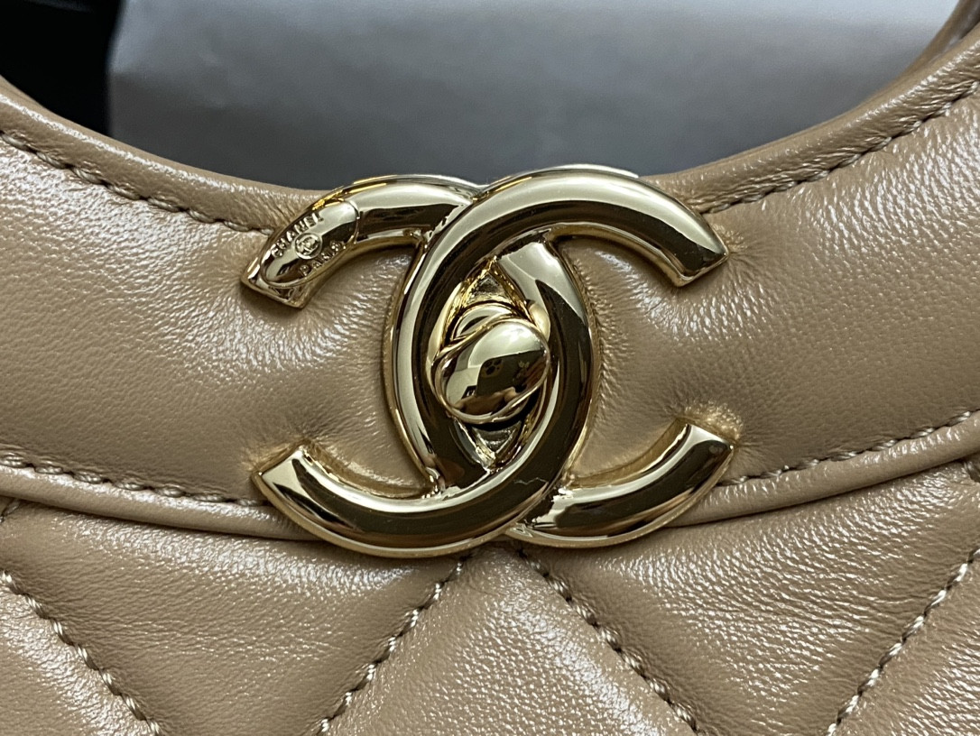 Ch*el shopping bag shiny lambskin & gold-tone metal 11.7 × 14 × 3.5 in