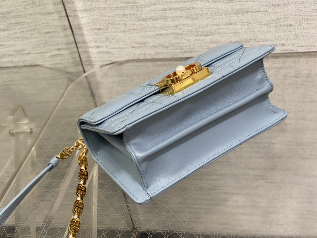 D*or small ange bag blue latte macrocannage calfskin 20 x 12 x 5 cm