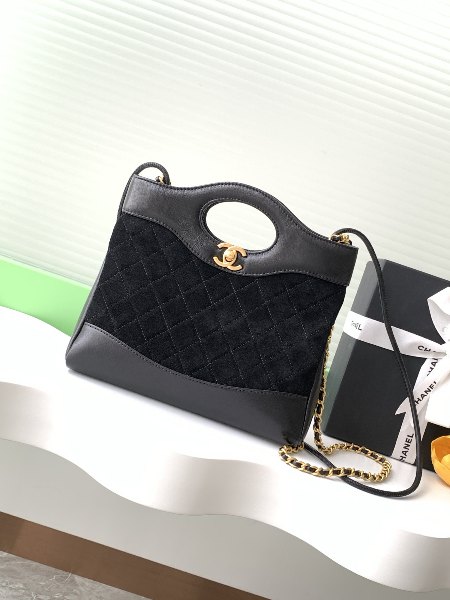 Ch*el 31 mini shopping bag lambskin & gold-tone metal 22x23x5cm