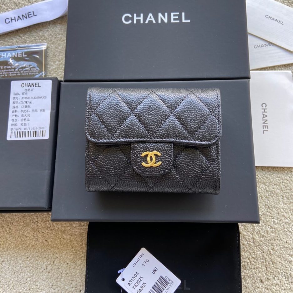 Ch*el classic small flap wallet